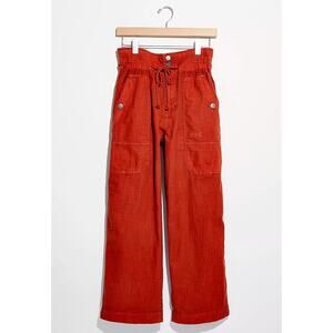 Free People Mohave Safari Pants Size 10 Rust Orange Cargo Drawstring Casual